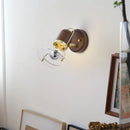Axyaa Retro Walnut LED Glass Wall Lamp with Switch for Bedroom, Balcony & Aisle Decor