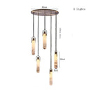 Axyaa Brass Alabaster Multi-Light Pendant Chandelier for Living Room Loft Staircase