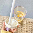 Axyaa Purple Bow Straw Cup: Cute Bubble Tea Coffee Milk Water Bottle, Large Capacity