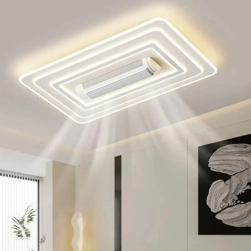 Axyaa Round Square LED Ceiling Fan Chandelier for Living Room Bedroom