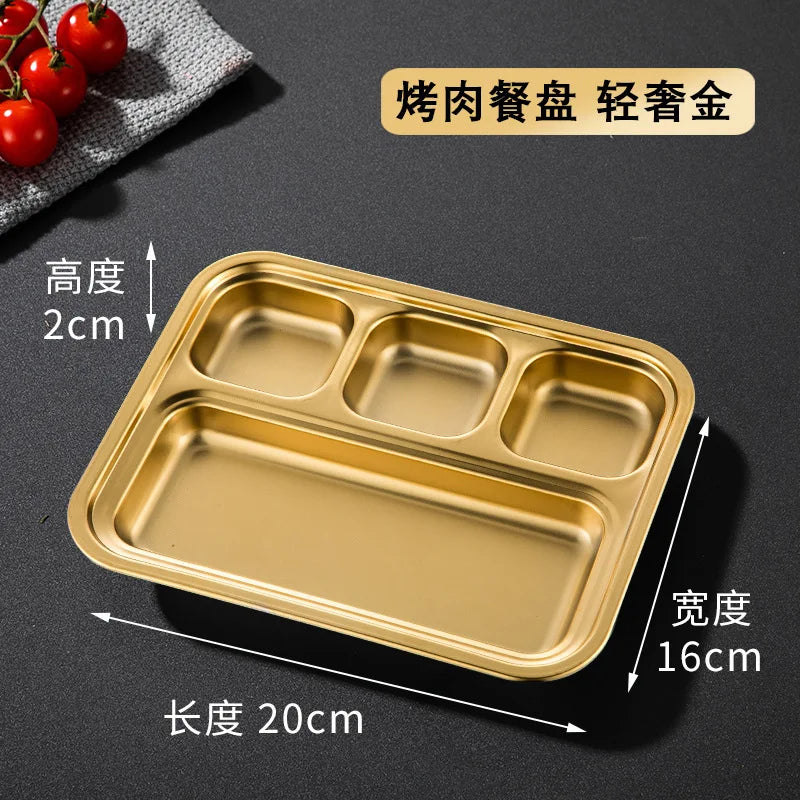 Axyaa Stainless Steel Divided Dinner Tray | Food Plate for Students, Canteen, Restaurant