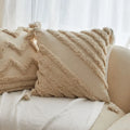 Axyaa Geometric Tufted Cushion Cover With Tassels - Boho Style Decorative Pillow Cover