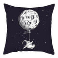 Axyaa Moon Astronaut Rocket Sofa Pillow Cover Cushion Polyester Throw TestCase