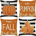 Axyaa Buffalo Check Print Linen Pillow Cover 45x45 for Fall Thanksgiving Decor
