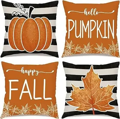 Axyaa Buffalo Check Print Linen Pillow Cover 45x45 for Fall Thanksgiving Decor
