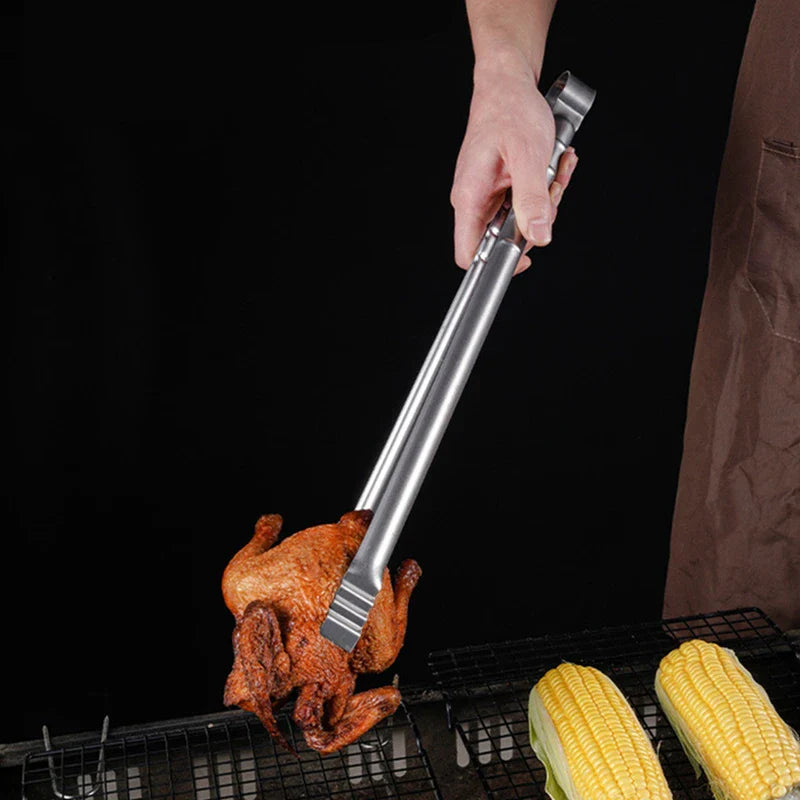 Axyaa Stainless Steel Long Handle Food Tongs: Non-Slip, Multipurpose Kitchen Gadget