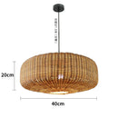 Rattan Retro Pendant Light by Axyaa - Hand-Woven Wooden Farmhouse Dining Light