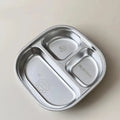 Axyaa Capybara Stainless Steel Divided Dinner Plate, 3/4 Grids, Cute & Reusable
