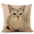 Axyaa Cat Pattern Cushion Cover 45x45cm Linen Pillowcase for Home Sofa Art Decor