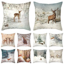 Christmas Deer & Rabbit Winter Pillow Case - Axyaa Home Decor Collection