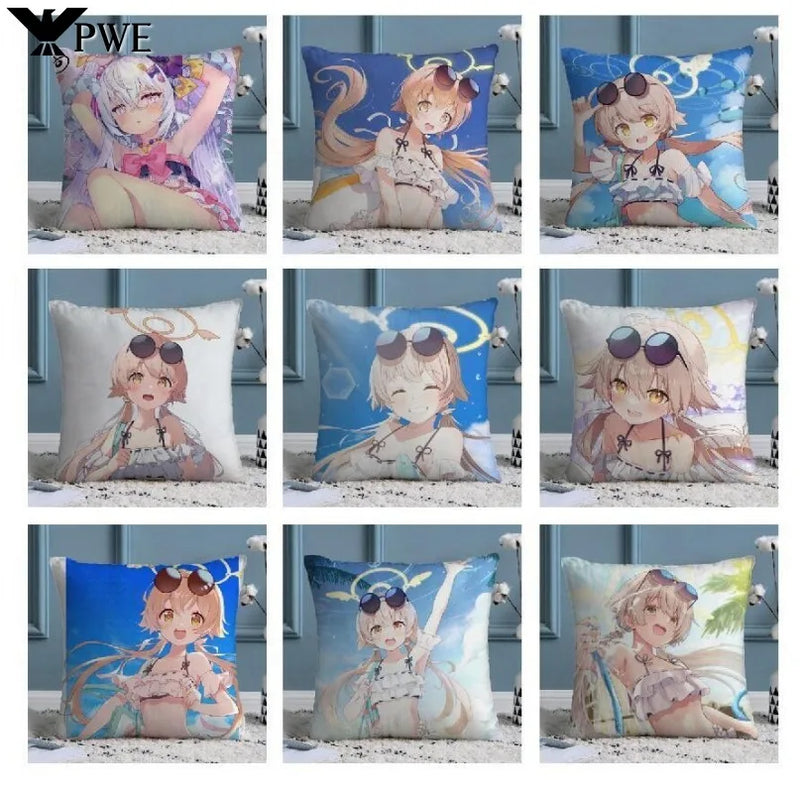Blue Archive Anime Decor Case Throw Pillow Cover for Sofa Cushion Home by Axyaa