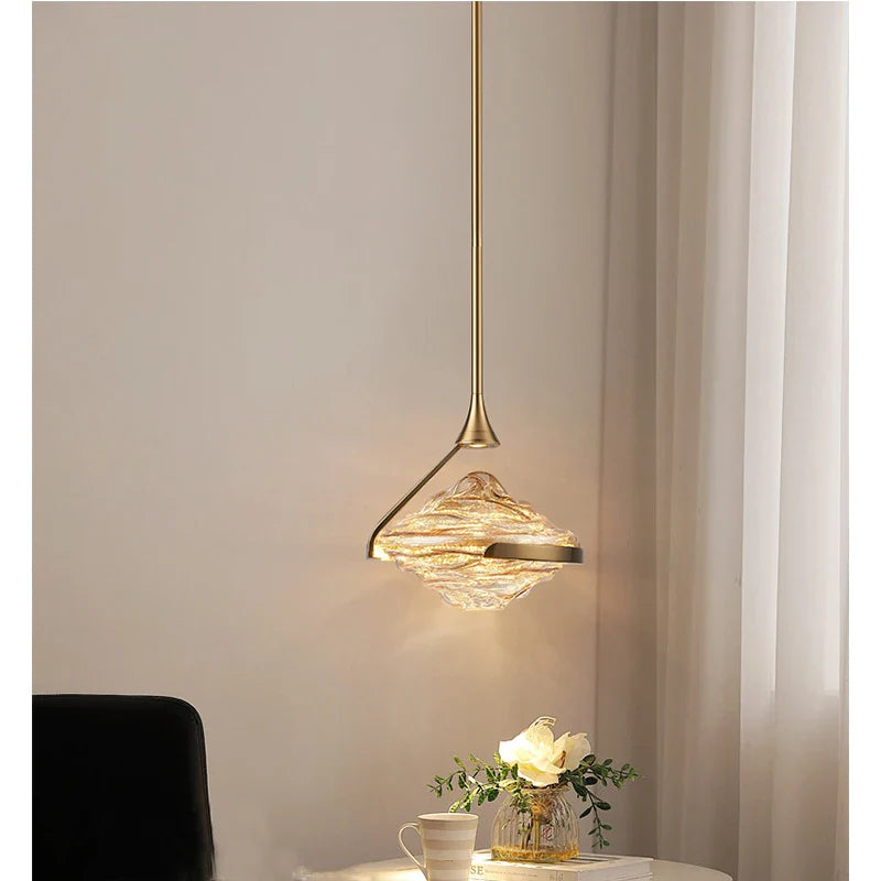 Axyaa Modern Glass Pendant Lamp for Bedroom, Study, and Bedside