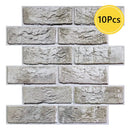 Axyaa 3D Brick Wall Stickers: 10Pcs Peel and Stick Adhesive Tiles, Waterproof Kitchen Decor