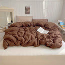 Axyaa Washed Cotton Bedding Set: Duvet Cover, Pillowcase, Top Sheet