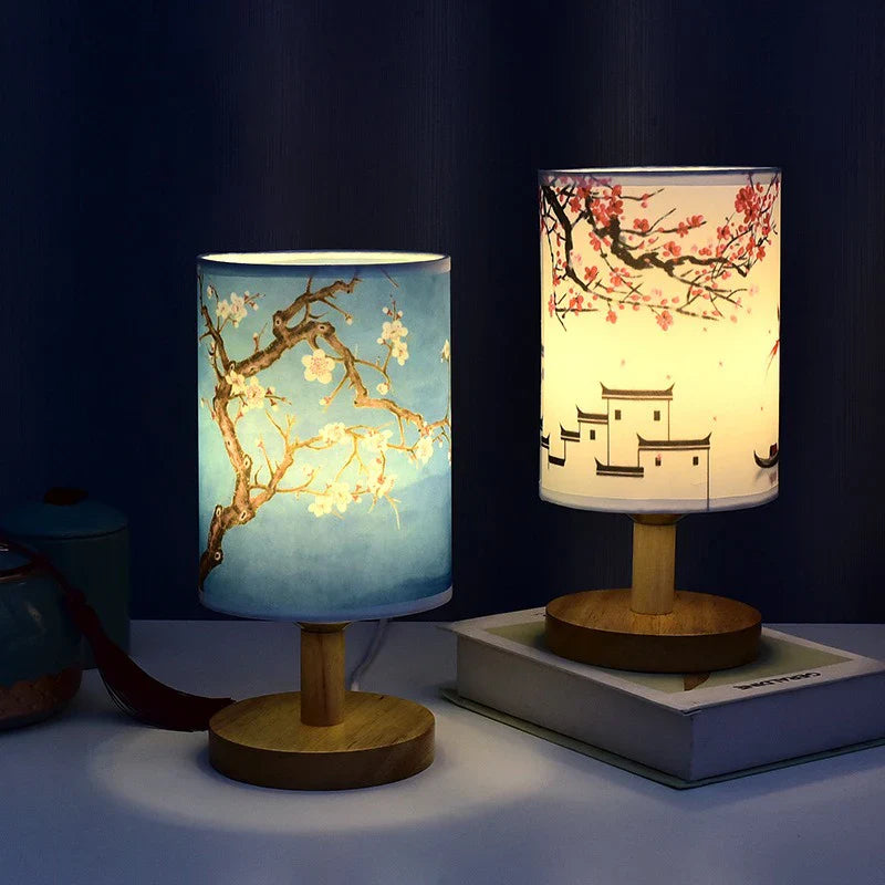 Axyaa Dimmable LED Fabric Table Lamp - Chinese Style Square Decoration