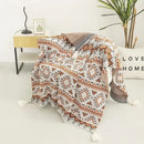Axyaa Bohemian Knit Sofa Cover & Summer Blanket with Air Conditioning Features
