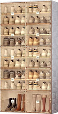 Axyaa Stackable Shoe Rack Organizer with Clear Magnetic Door, Large Plastic Cabinet