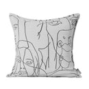Axyaa Designer Luxury Abstract Face White Sofa Throw Pillow Cover