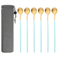 Axyaa Matte Stainless Steel Long Handled Stir Spoon Set