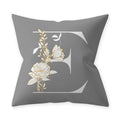 Axyaa Grey Flowery Print Alphabetic Cushion Cover for Home Sofa Decor 45x45cm