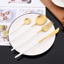 Axyaa 24-Piece Stainless Steel Cutlery Set - Matte Silver Western Flatware Tableware