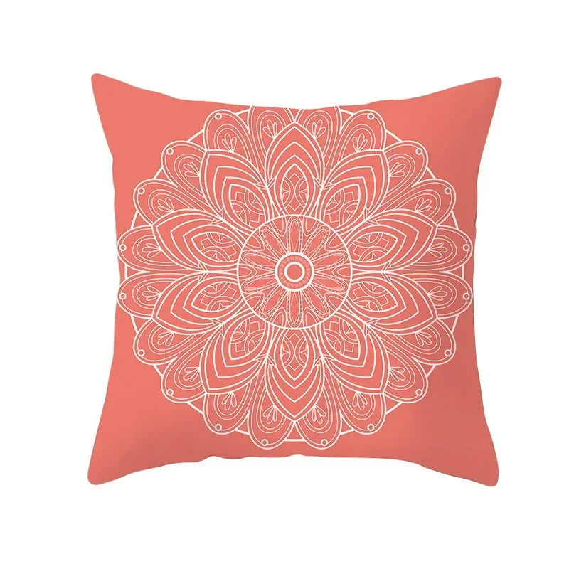 Axyaa Starfish Stripe Print Cushion Cover | Pink Coral Orange Home Decor Pillow Cover