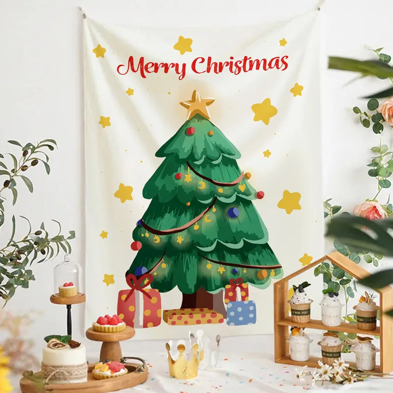 Axyaa Christmas Tree Tapestry Holiday Party Decoration Hanging Cloth Home Décor