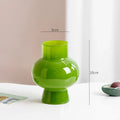 Axyaa Green Glass Vase Hydroponics Plant Pot for Table Decoration Aesthetic Floral Room Decor