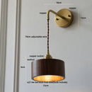 Axyaa Adjustable Wood Copper Wall Light Fixture with Pull Chain Switch