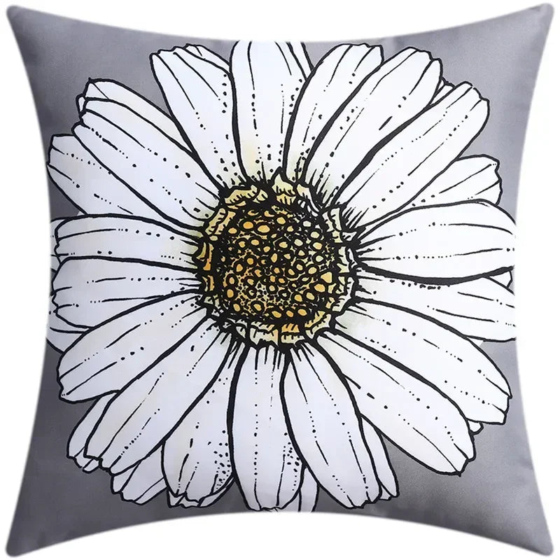 Axyaa Blue Floral Print Cushion Cover 45x45cm - Modern Sofa Car Decorative Pillow Cover