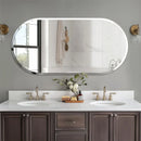Axyaa Silver Glass Oval Beveled Edge Bathroom Vanity Mirror