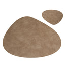 Axyaa Faux Leather Oval Placemats Coasters Set Cowhide Grain Tea Table Pad