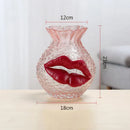 Axyaa Flaming Red Lips Glass Vase: Creative Floral Arrangement for Room Aesthetic