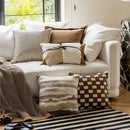 Woven Leather Cushion Cover - Brown Headboard Pillowcase by Axyaa