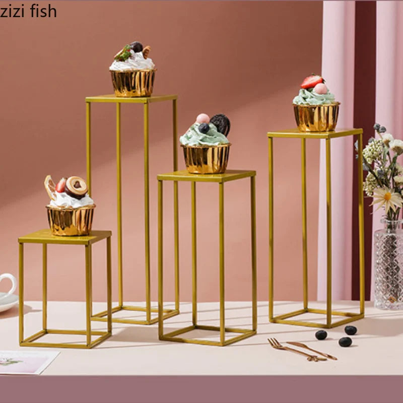 Axya Gold Iron Cake Stand Dessert Rack for Elegant Wedding Dessert Display