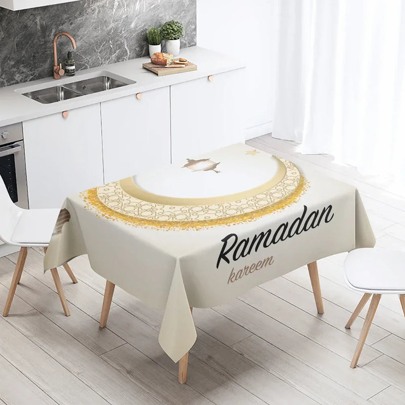 Axyaa Eid Mubarak Mosque Tablecloth: Waterproof, Anti-fouling, Islamic Home Decor