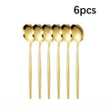 Axyaa 6pcs/30pcs Golden Stainless Steel Cutlery Set