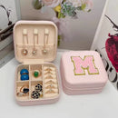 Axyaa Sequin Letter Jewelry Box with Mirror - Cute Portable Organizer Gift