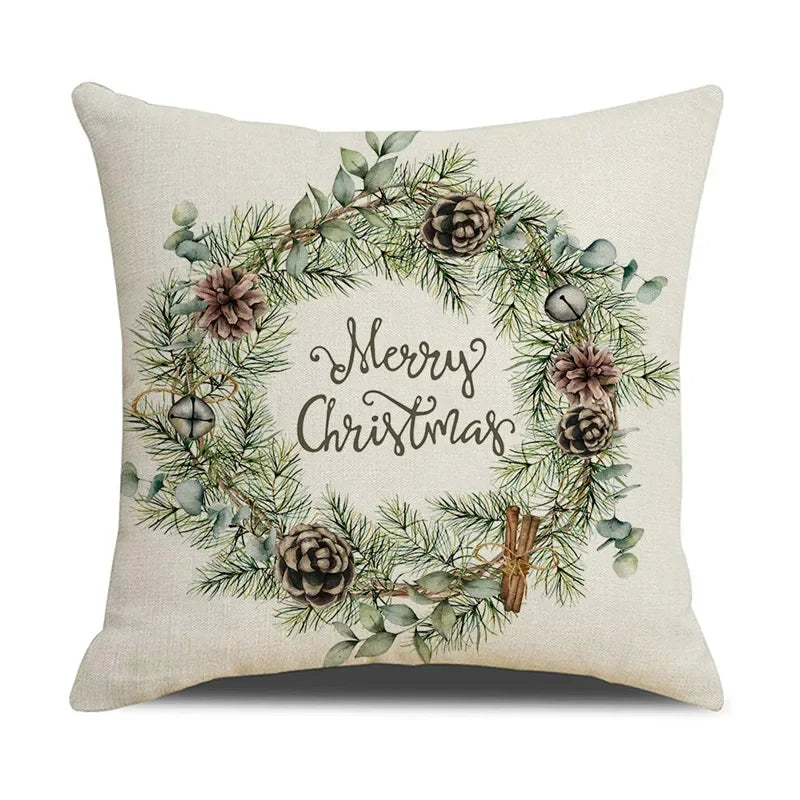 Axyaa Christmas Birds Pillowcase 45X45cm Linen Cushion Cover for Sofa