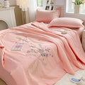 Axyaa Soft Cotton 3D Flower Embroidered Summer Quilt 4-Piece Set