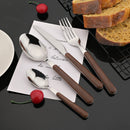 Axyaa Stainless Steel Wooden Handle Cutlery Set - Knife Fork Spoon Clamp