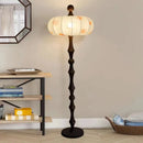 Axyaa Retro Wabi Sabi Floor Lamp with Chinese Fabric Lampshade and LED Light