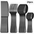Axyaa 24-piece Stainless Steel Black Tableware Set - Knife, Fork, Spoon