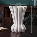 Axyaa Geometric Circle Ceramic Vase - White Streak Design - Handcrafted Floral Accessories