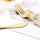 Axyaa White Gold Stainless Steel Dinner Fork Set - 10Pcs Flatware Cutlery Party Kitchen