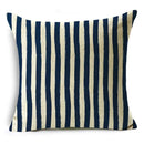 Axyaa Blue Texture Print Linen Cushion Case for Living Room Sofa - 40cm/45cm/50cm