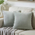 Axyaa Velvet Pillow Covers with Pom-poms - Orange Fall Decor for Sofa