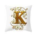 Axyaa European Gold 26 Letters Digital Printed Pillowcase for Home Decor