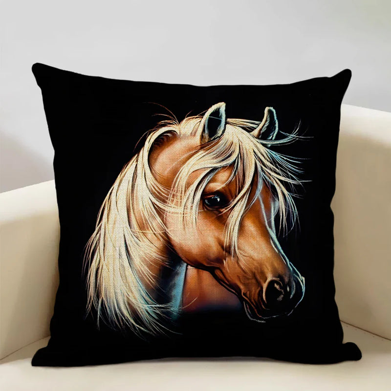 Luxury Axyaa Horse Cushion Cover 45x45cm Linen Pillow Case for Home Decor