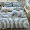 Axyaa Striped Washed Cotton Duvet Cover Set - 3/4pcs Bedding Set